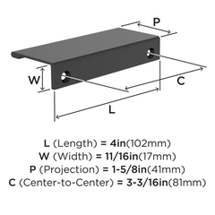 Edge Pull - Matt Black - 4 Inch